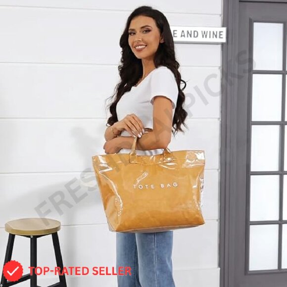 Clear PVC Tote Bag Large Capacity Hobo Shoulder Bag Y2K Retro Chic - Picture 4 of 8